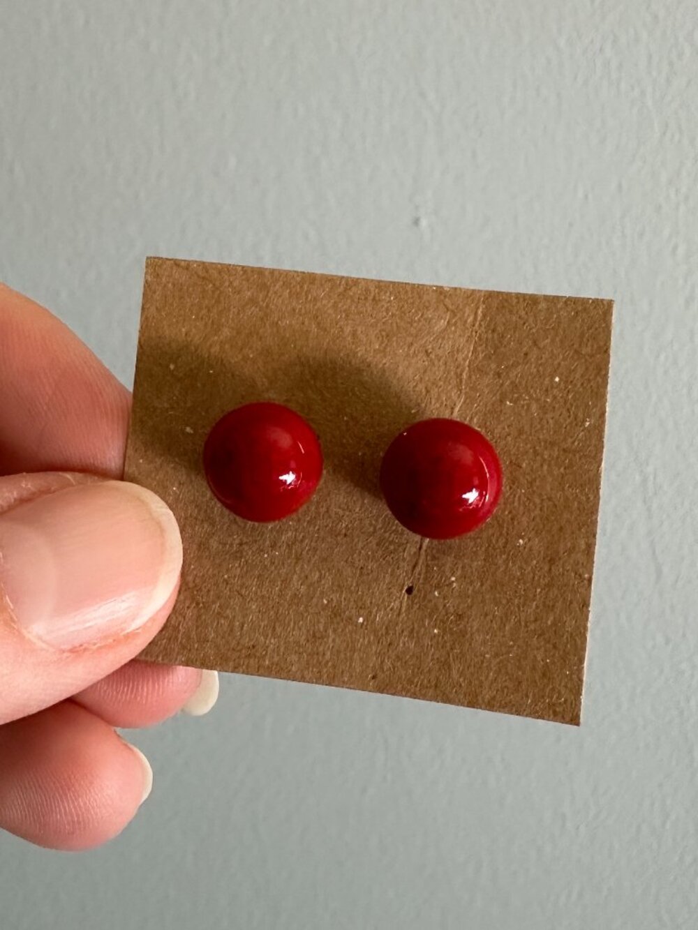 Red Plastic Stud Earrings